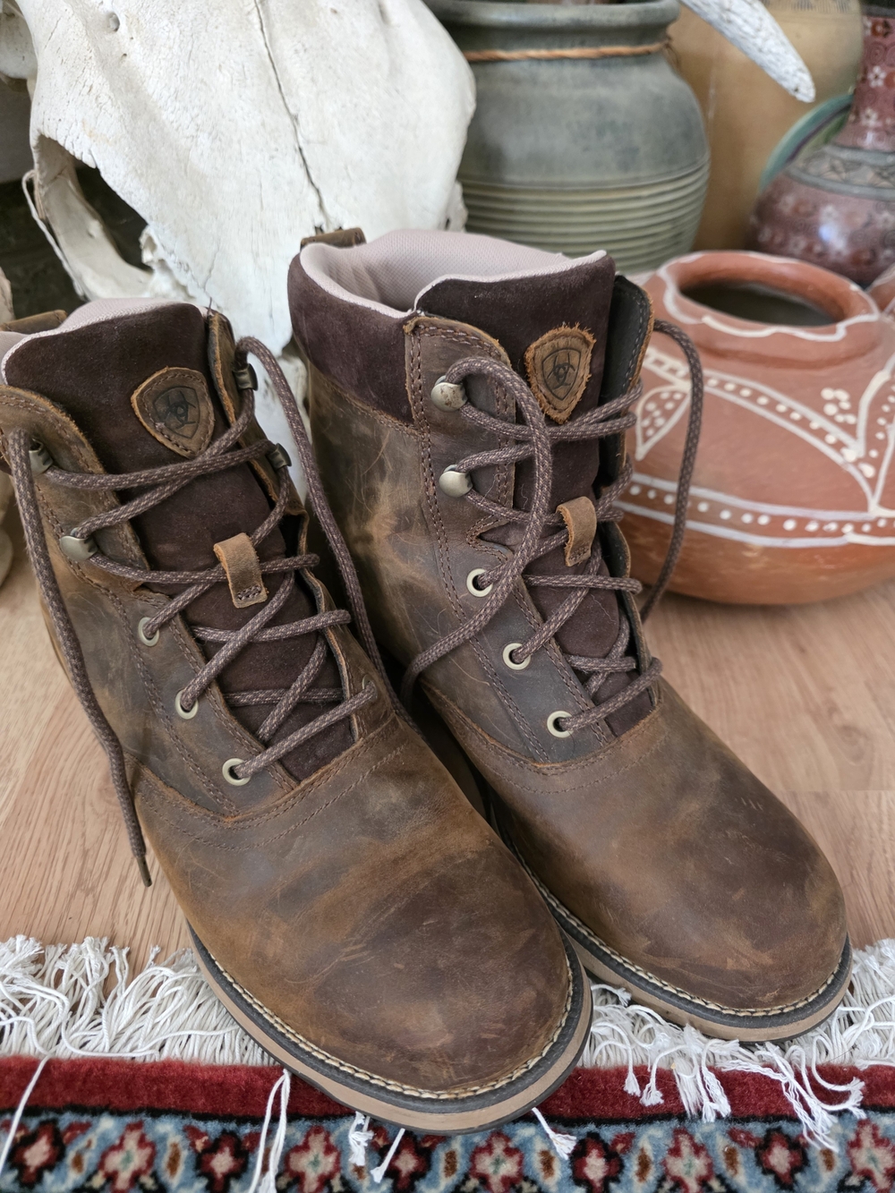 Ariat Brown Leather Lace-Up Boots